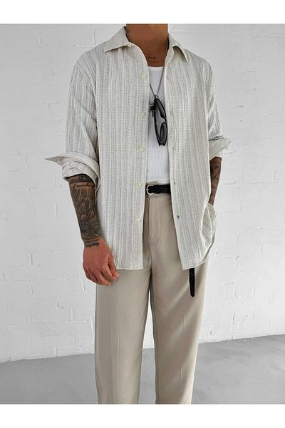 ablukaonline Мъжка риза Relax Fit Casual Cut, бежова
