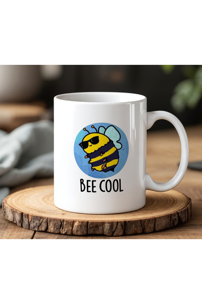 BB TRADE Bee Cool Designed White Ceramic Printed Mug Cup 330ml
