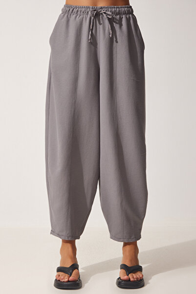 Lovelyİstanbul Summer Thin Ayrobin Baggy Trousers Gray Lci0029