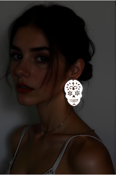 Angels Passion Bohemian Style Skull Earrings with Reflectors, Earrings Reflecting in the Dark