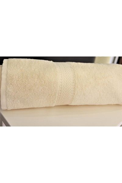Ender Home 70x140 Cream Sergeant Border Πετσέτα μπάνιου Βαμβακερή οικιακή πετσέτα ξενοδοχείου Πετσέτα μπάνιου Τουρκικής Πετσέτας Σπα Wellness