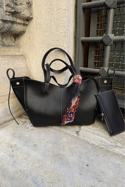 LEONAS Geantă de mână și de umăr pentru femei Pinterest cu magnet Clara Black