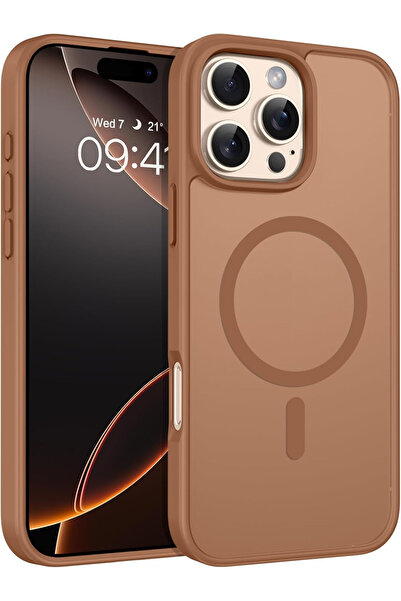 Fibaks İphone 16 Pro Uyumlu Kılıf Kamera Çıkıntılı Magsafe Şarj Destekli Hassas Tuşlu Yumuşak Mat Kapak