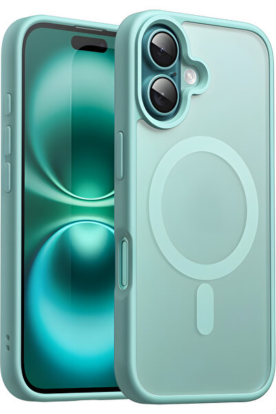 Fibaks Apple iPhone 16 Uyumlu Kılıf Kamera Çıkıntılı Magsafe Şarj Destekli Hassas Tuşlu Yumuşak Mat Kapak