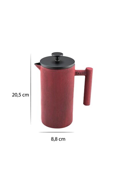 Bambum Linden - Döküm Demlik French Press 800 ml Kırmızı