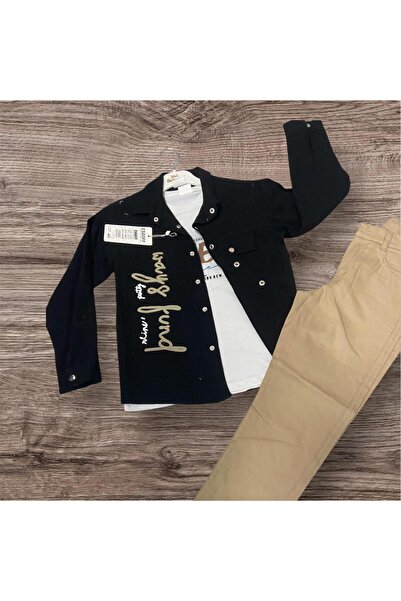 CEMRESEBUTİK ÜÇ'LÜ TAKIM SİYAH ÇEKET T-SHİRT PANTOLON