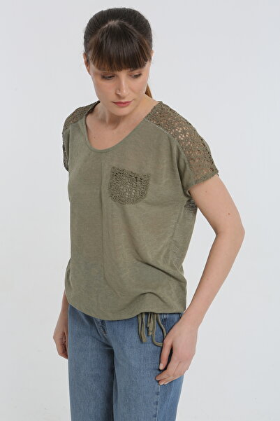 YORSSTYLE Yeşil Güpürlü Triko Bluz