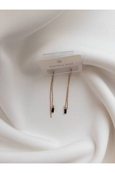 Minne Jewelry-Accessory Zincir Sallantılı Küpe - Boncuklu Renkli Sallantılı Küpe - Çelik Sallantılı Küpe