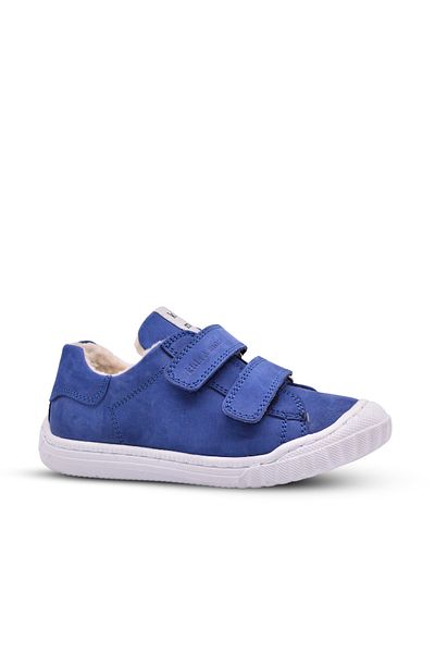 kids A more Pearl Double Velcro Leather Fur Lined Unisex Shoes Denim
