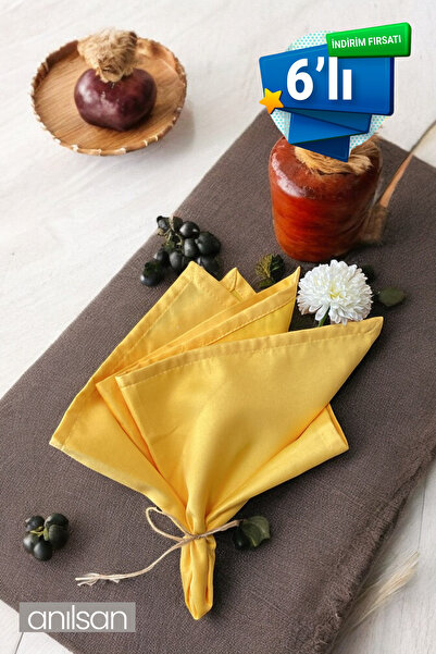 Anılsan Set 6 șervețele din țesătură 100% bumbac galben 50x50 cm cârpă de buc...