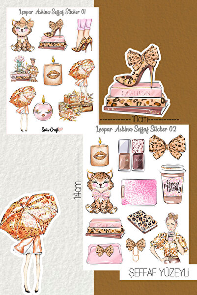SelisCraft Leopar Aşkına Şeffaf Sticker Seti 01-02 Ajanda Planlayıcı Bullet J...