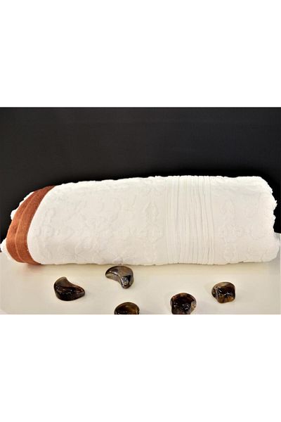 Ender Home Πετσέτα μπάνιου με σχέδιο λουλουδιών 100% βαμβάκι 70x140 εκ. - Κρέμα