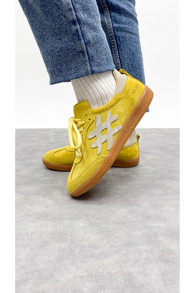 SİBA SHOES حذاء رياضي نسائي من الجلد الطبيعي باللون الأصفر من Velos