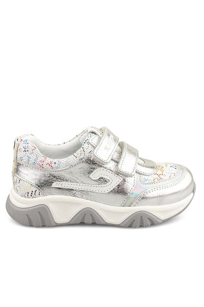 Cici Bebe Ayakkabı Genuine Leather Silver Printed Girls' Shoes