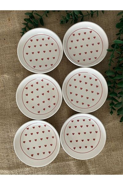 VENÜS HOME DECORATION Love Red Heart 6 Pieces Snack Bowl and Jam Bowl