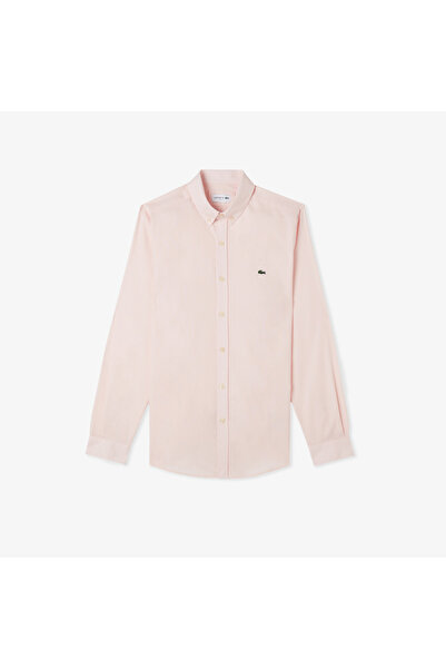 Lacoste Erkek Slim Fit Düğmeli Yaka Pembe Gömlek