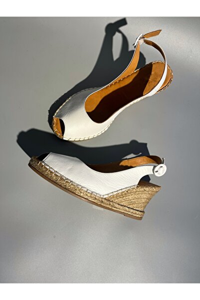 Butik Noble shoes deri dolgu topuk sandalet