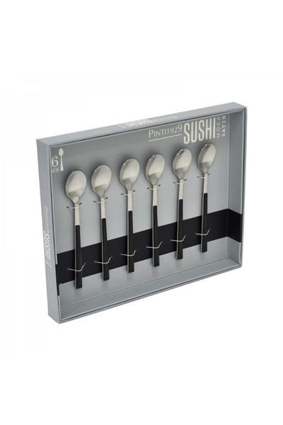 Pintinox Set of 6 dessert or coffee spoons, Sushi Moka Ebony