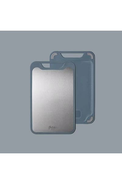 Choice L Blue 304 1pc Cutting Board Two Sides Of Stainless Steel And Plastic Dual-purpose Multifunctional C