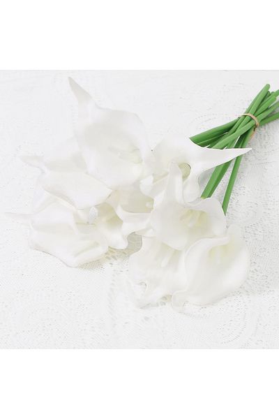 Choice 2Pieces F 2/5Pieces Real Touch Calla Lily Artificial Flowers White Wedding Bouquet Bridal Shower Par