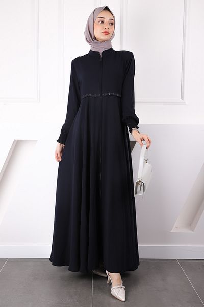 İmajButik Μπλε Navy Κεντημένο Φανελάκι με μανίκια