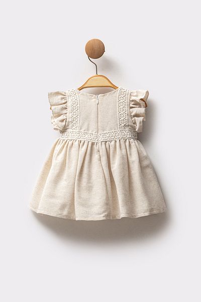 Cassiope Short Sleeve Ruffled Lace Embroidered Cotton Summer Special Occasion Eid Baby Girl Dress