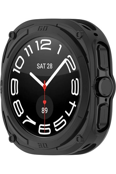 erorex Armor Style Case Protector Compatible With Samsung Galaxy Watch Ultra 47Mm Tpu Half Case Cover Black