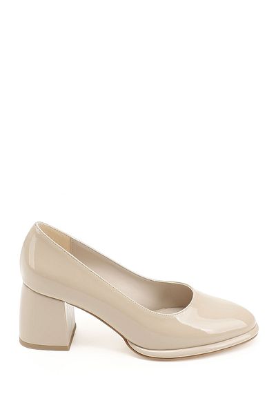 GÖNDERİ(R) Women / Girls Nude Patent Leather Medium Thick Platform Heeled Shoes