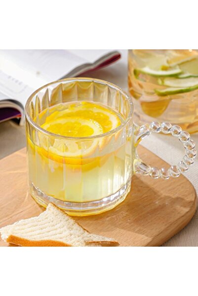 Binbirdemet كوب زجاجي شفاف بخرز ريترو بمقبض