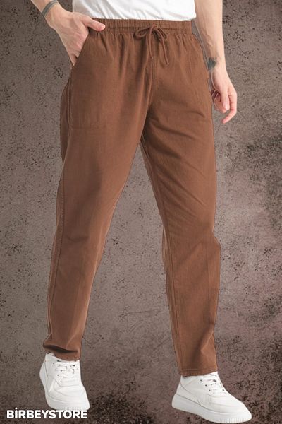 BİRBEYSTORE Καλοκαιρινό λινό παντελόνι - Unisex - Άνετο καναπέ με ελαστικό κάτω μέρος