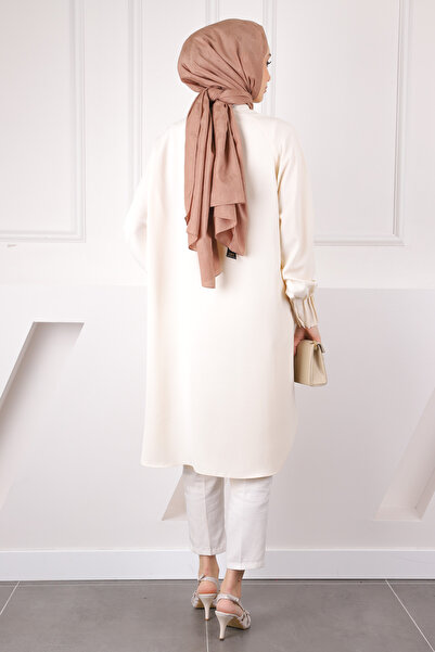 İmajButik Μπεζ Linda Tunic με ραβδώσεις στα μανίκια