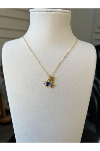 Store Letter I Necklace with Crab Charm and Steel Chain