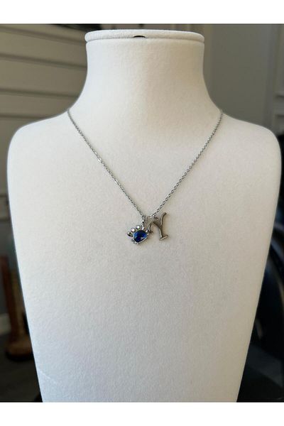 Store Y Letter Necklace - with Crab Charm and Steel Chain