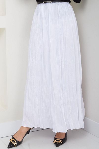 hafsamina White Skirt with Crystals Hm2706
