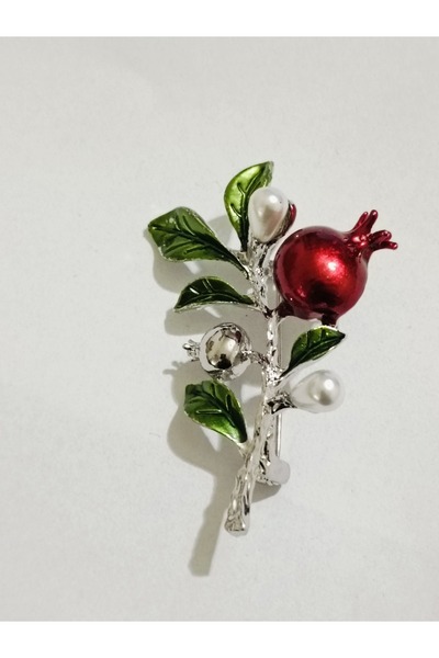 ESJ İnci Detay Dalda Nar Bereket Kadın Broş Ebat: 4*6 cm
