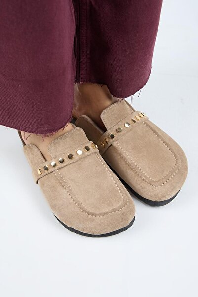 Manijero Γυναικείες παντόφλες Bonita 2 από γνήσιο δέρμα Trock Sabo Mink