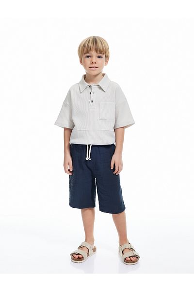 Koton Button Detailed Polo Neck Short Sleeve Cotton T-Shirt