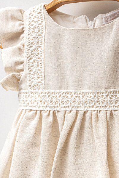 Cassiope Short Sleeve Ruffled Lace Embroidered Cotton Summer Special Occasion Eid Baby Girl Dress