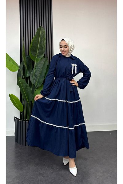 PARQAURA Comfortable Stylish Dress - Embroidered Dantes Bow Viscose Blended Kuiska