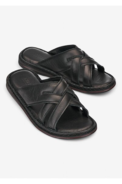 SHOUGO Внутрішня зовнішня справжня шкіра ортопедичні зручні чоловічі тапочки з масажною підошвою