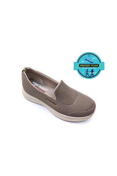 KİNG PAOLO Memory Foam Scalloped Toe Women's Mink Brown Summer Textile Comfort Shoes