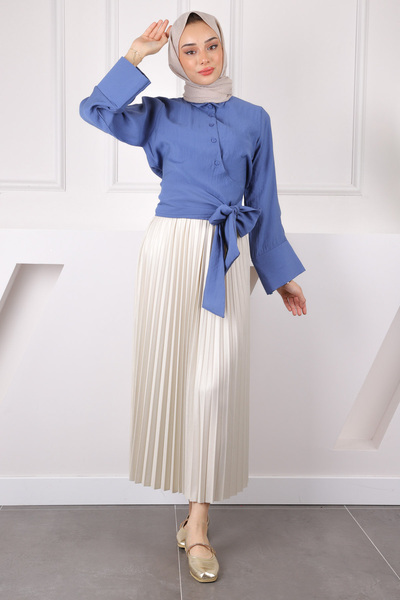 İmajButik Πουκάμισο με δεμένη μέση Indigo