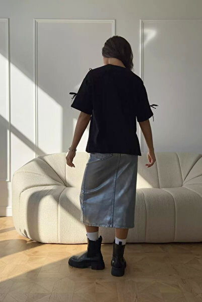 KRIMO Crew Neck Short Sleeve T-Shirt with Ribbon Bow