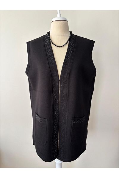 Özenli Triko Steel Knitted Stone Anna Vest - Black