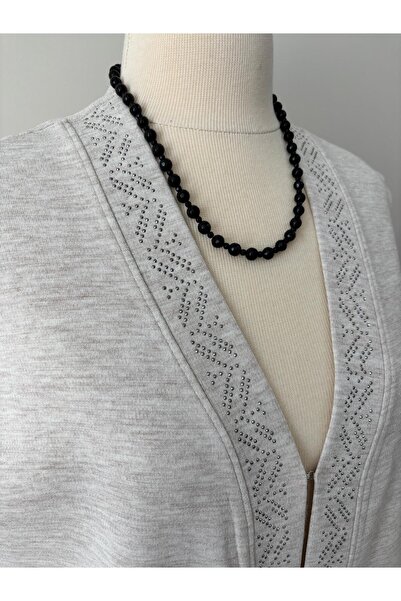 Özenli Triko Çelik Örgü Taşlı Anne Yelek Taş