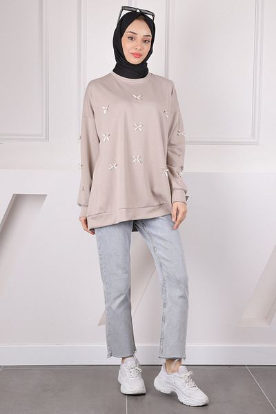 İmajButik Λεπτομερής Modal ιδρώτας με κορδέλα βιζόν