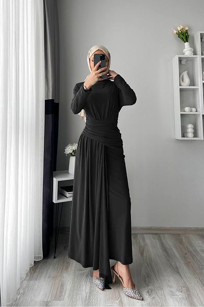 Neşeli Butik γυναικείο υφασμάτινο φόρεμα χιτζάμπ καραμέλα NMS047