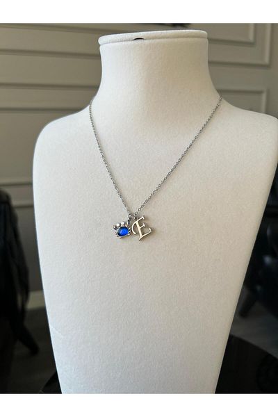 Store Letter E Necklace - with Crab Charm and Chain