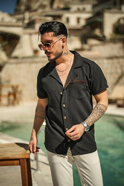 OUTFİT MAN Cămașă oversize pentru bărbați, cu broderie manuală, cu detalii de...