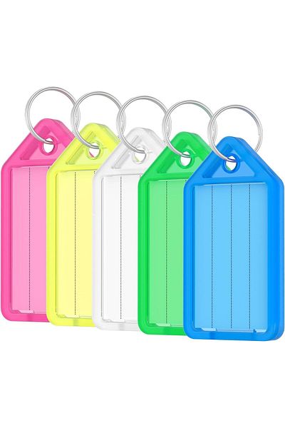 erorex Key Chain 50 Pcs Classified Tag Luggage Assorted Color Plastic Key Chain Labels For Pets Hotel Home